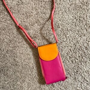 Kids Colorblock Crossbody Phone Pouch - Pink & Orange